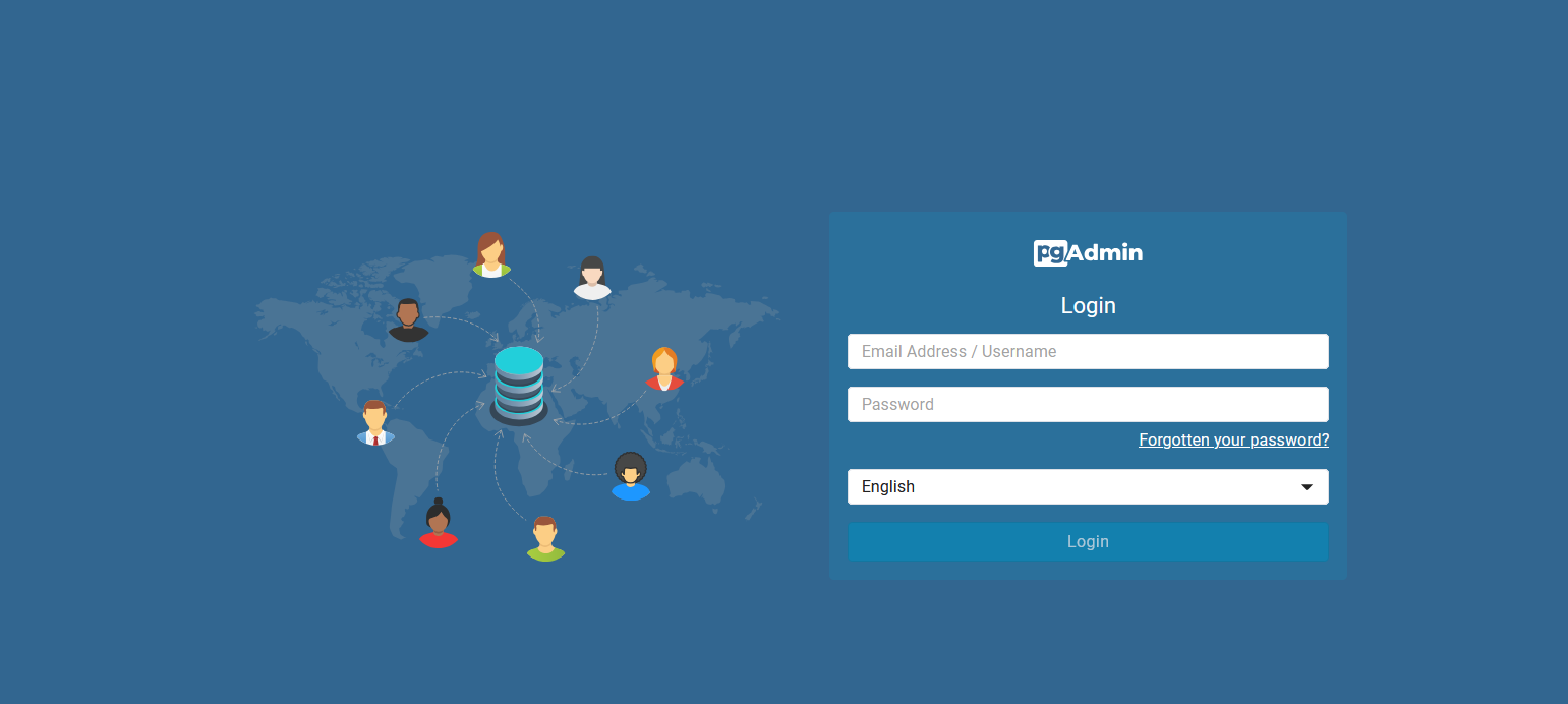 PgAdmin Login Page